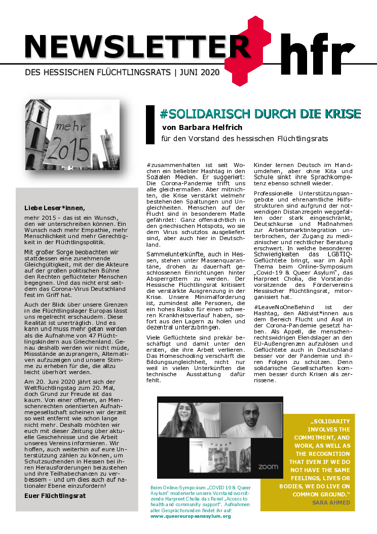 thumbnail of Newsletter des hfr 2020/1