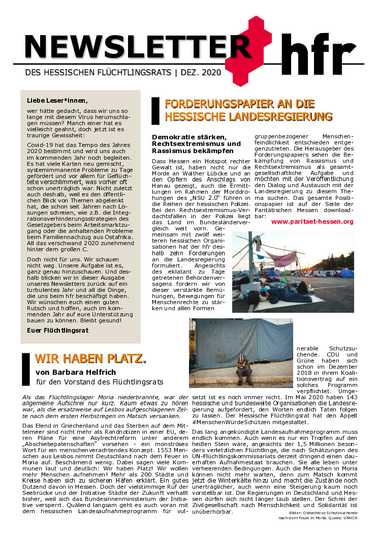 thumbnail of Newsletter des hfr 2020/2