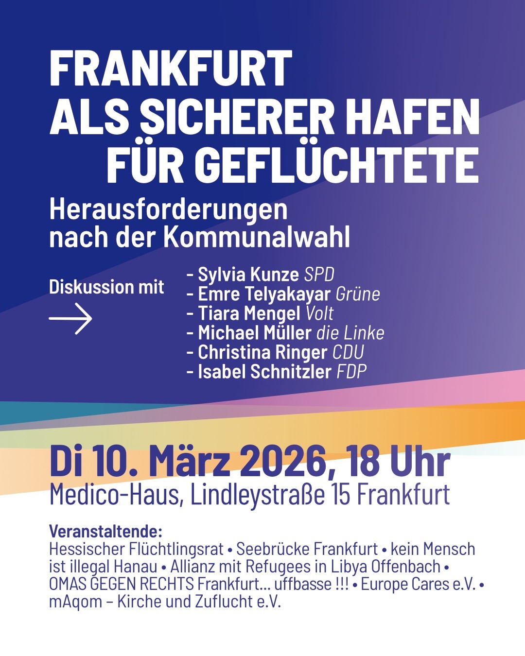 Zur Kommunalwahl: hfr und andere laden zur Podiumsdiskussion – Frankfurt als sicherer Hafen für Geflüchtete